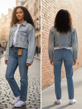 NWT PacSun Selena Gomez Rare DNM Edit Studded Cropped Denim Trucker Jacket XS
